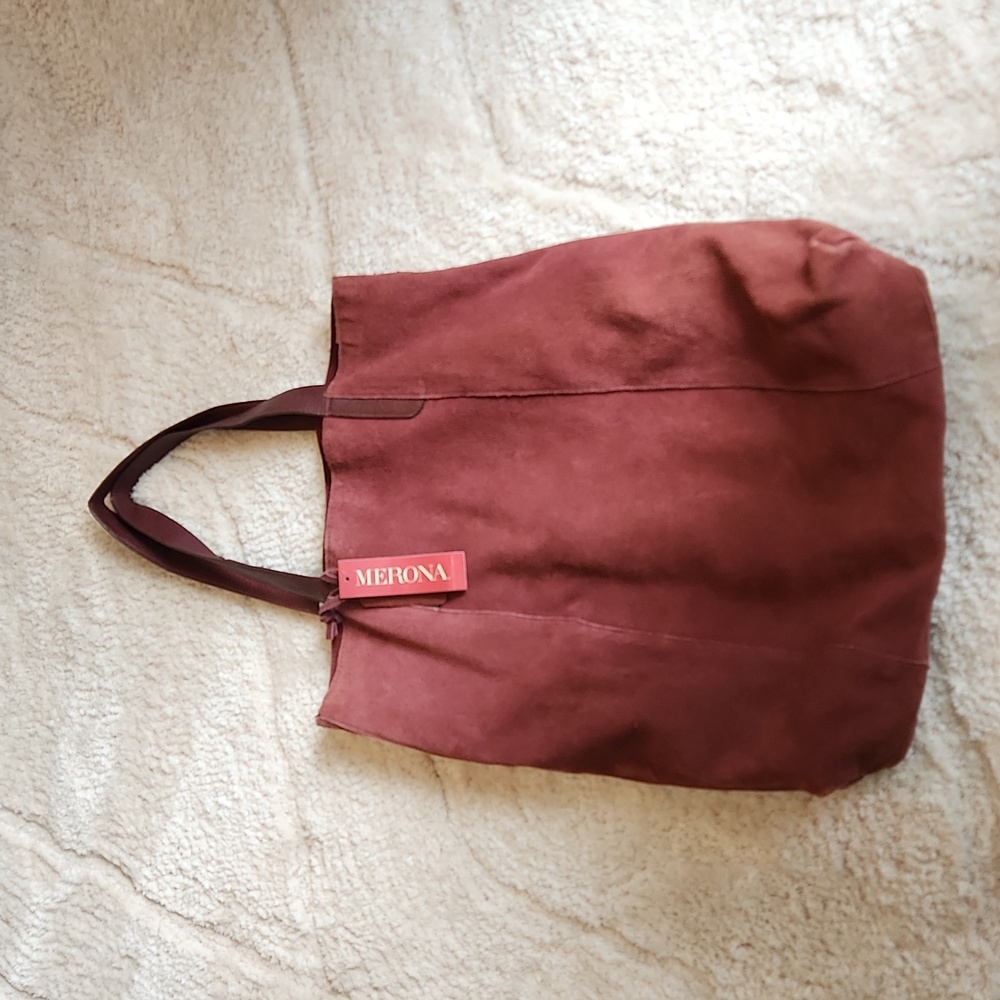 Oxblood Suede Leather Tote by Merona- new with tags